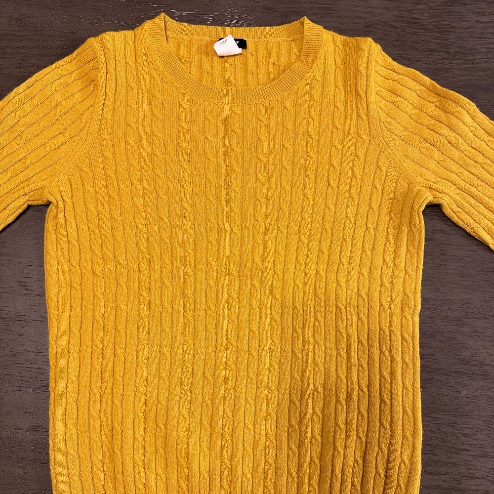 Women's golden yellow JCrew cable knit sweater